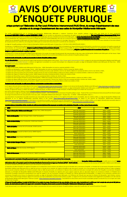 Document relatif à l'ouverture d'enquête public du PLU